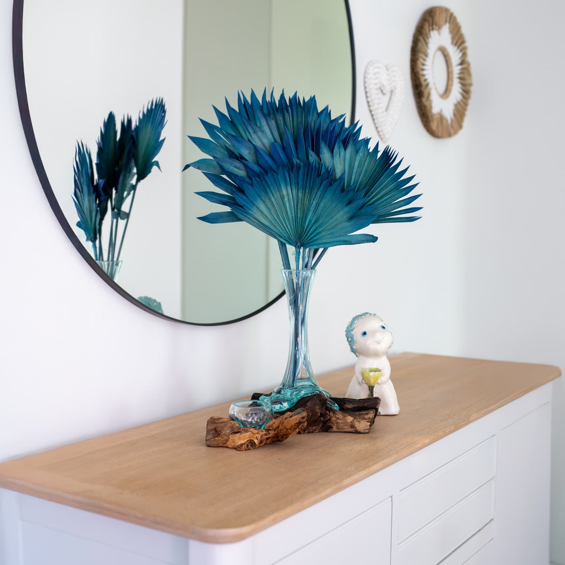 Fan palm leaves – BLUE