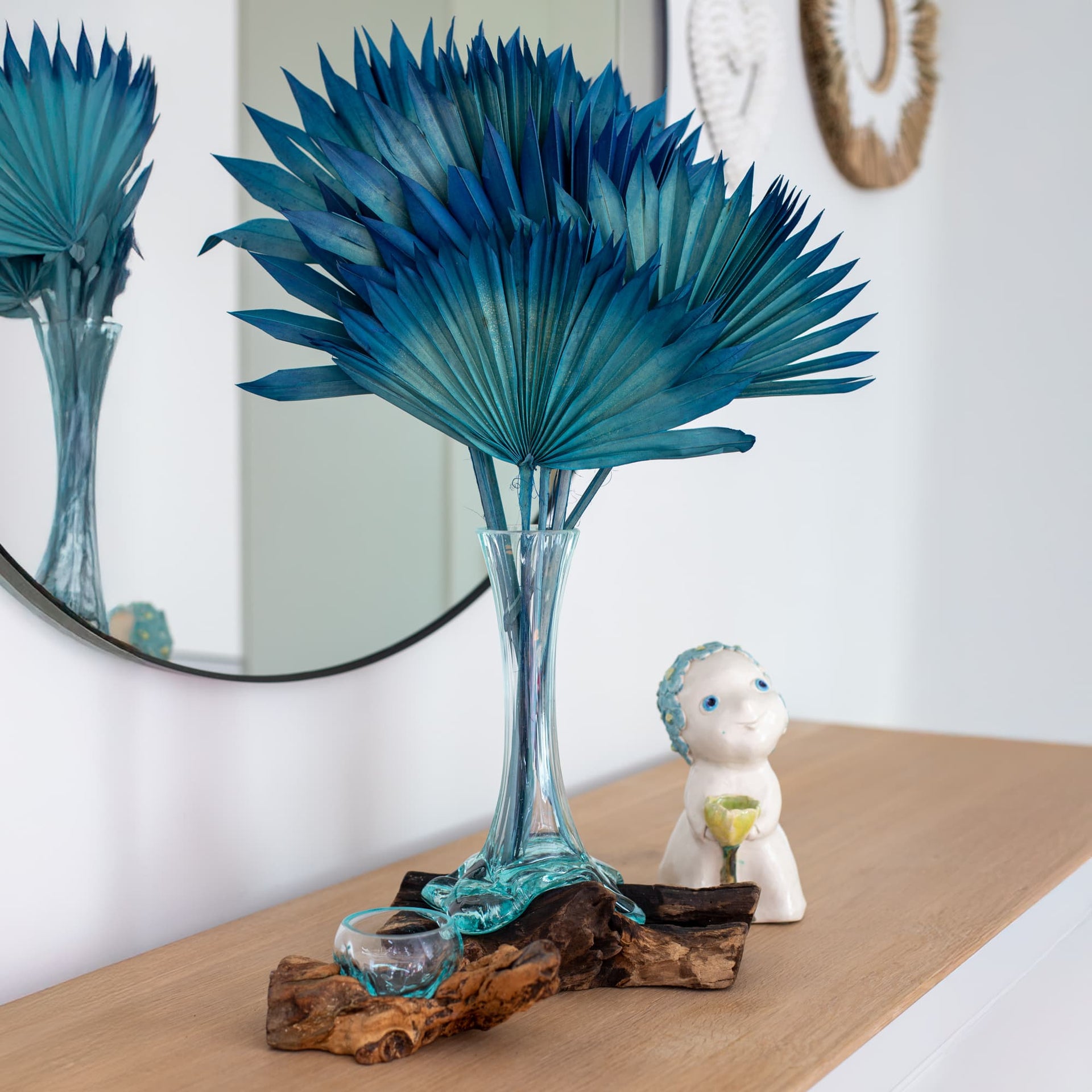 Fan palm leaves – BLUE