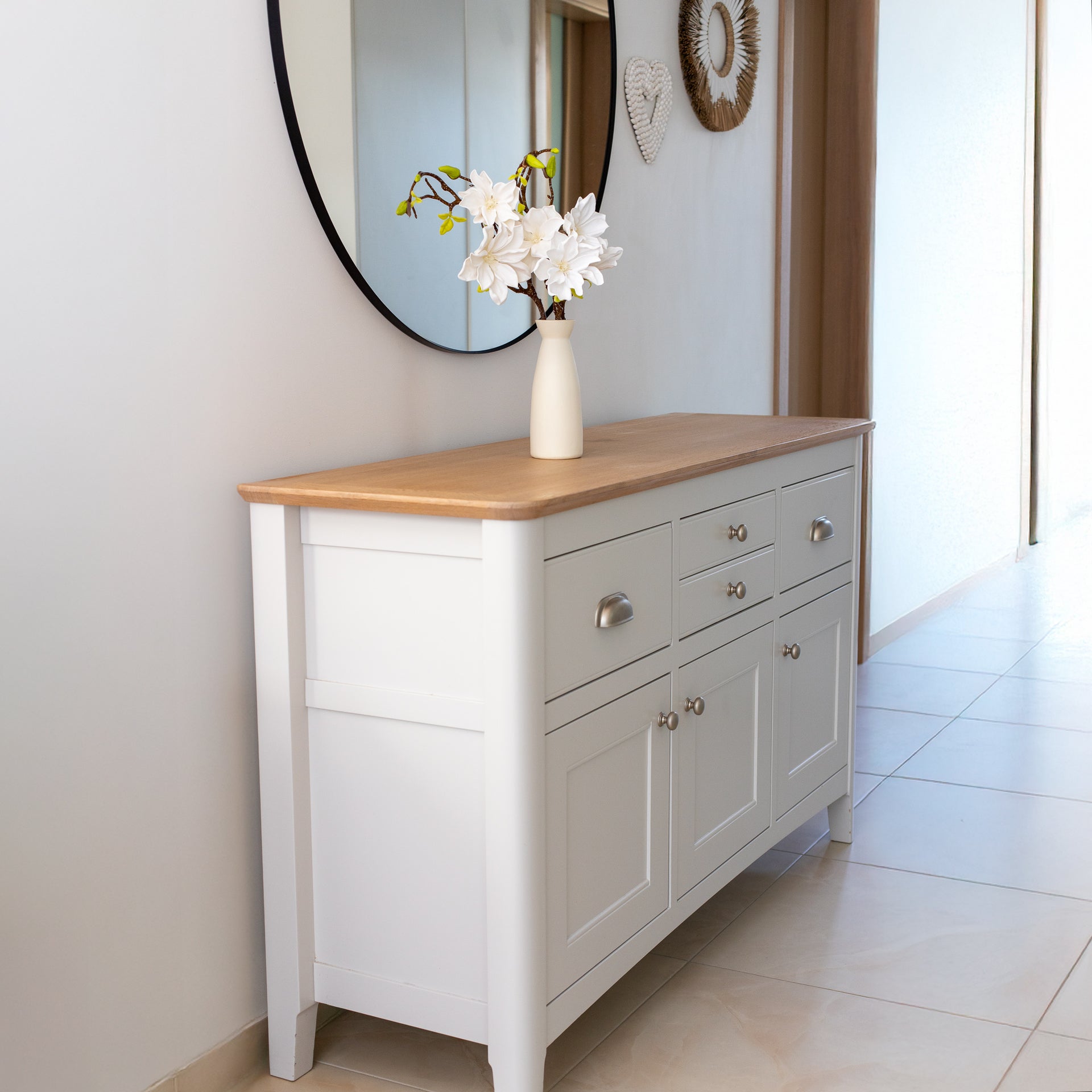 Magnolia Branch with White Blossoms